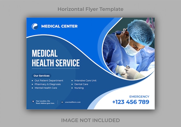 Medical health horizontal flyer design template