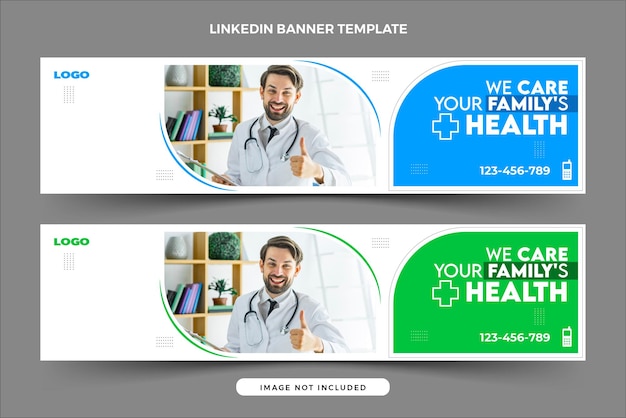 Medical health or Hospital healthcare promotion linkedin banner template