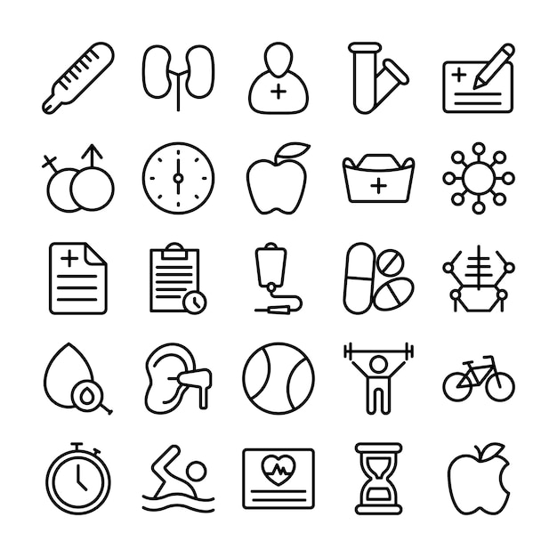 Medical, Health and Hospital Line Icons 