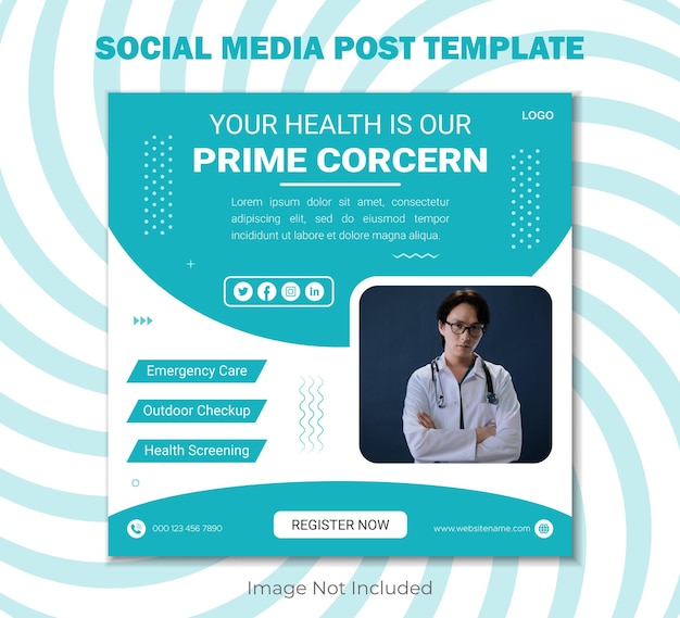 Medical health instagram post design or social media banner template