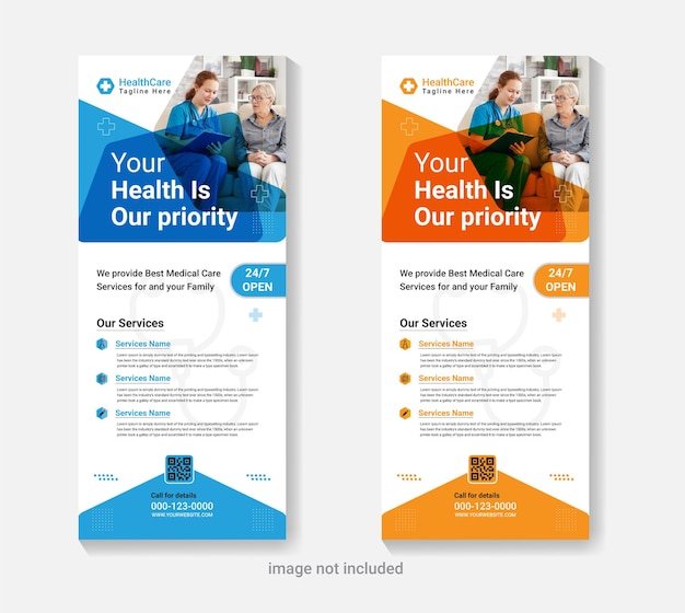 medical health rack card roll up banner design template