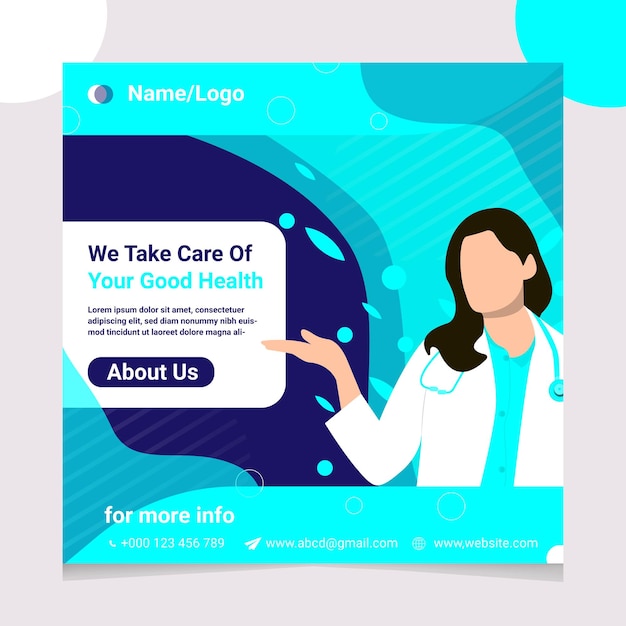 Medical health social media  and instagram post banner design with flat character illustration