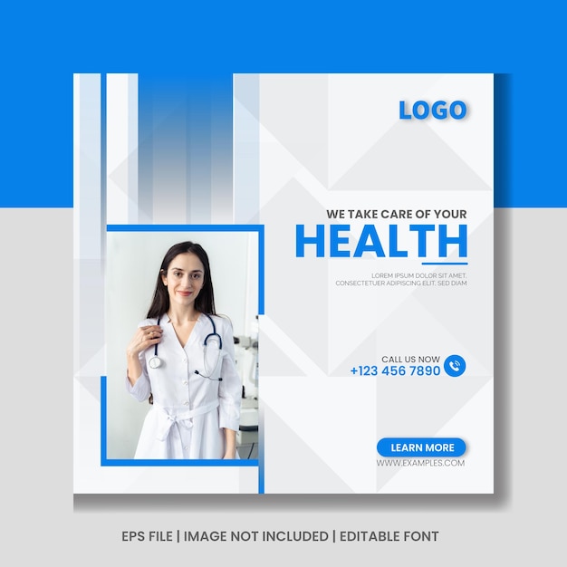 Medical health social media and Instagram post banner template