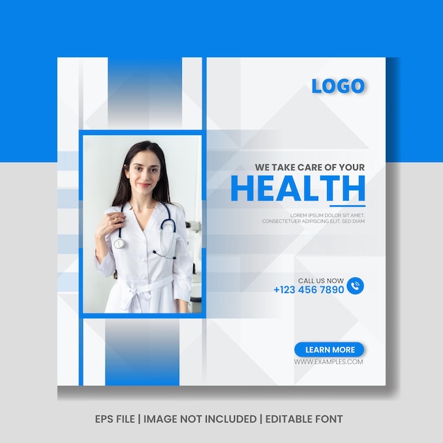 Medical health social media and Instagram post banner template