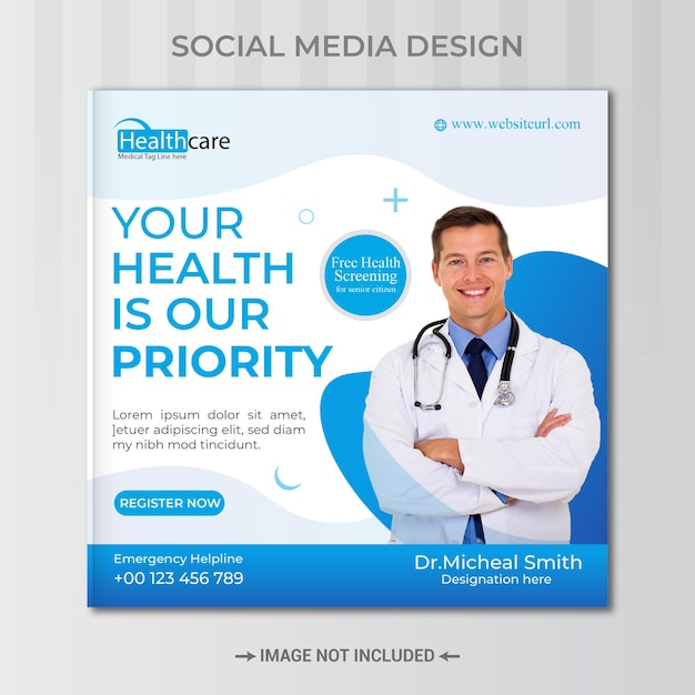 Medical health social media and instagram post banner template