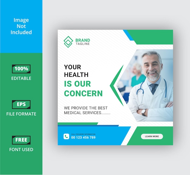 Medical health social media and instagram post banner vector design