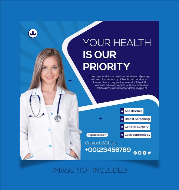 Medical health social media and instagram post template