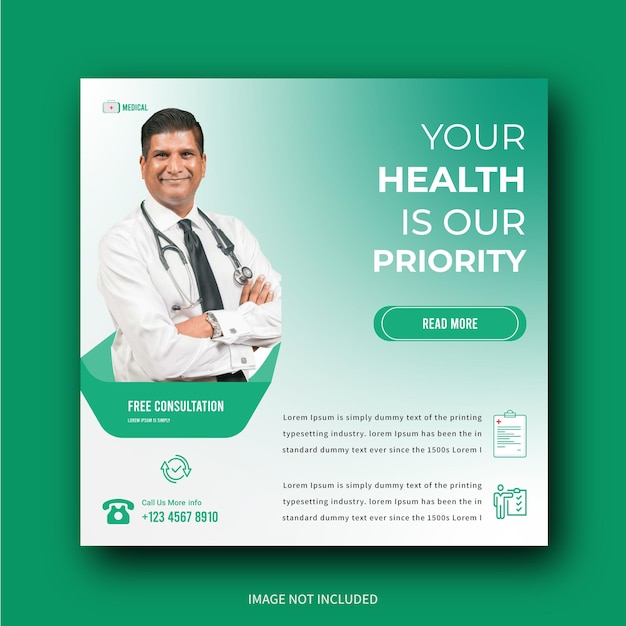 Medical health social media post banner design Premium Vector