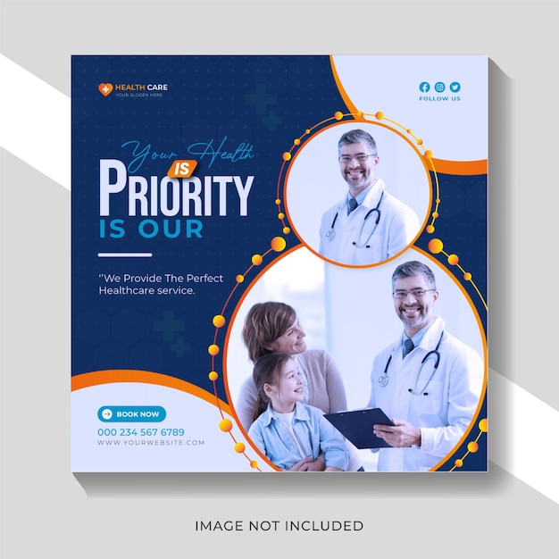 medical health social media post and Instagram post template banner