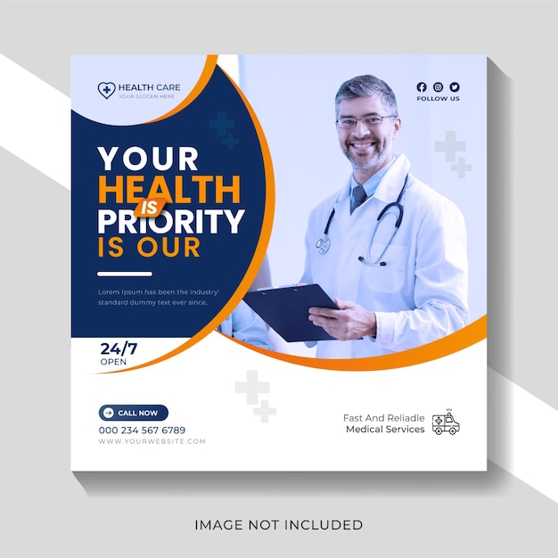 medical health social media post and Instagram post template banner