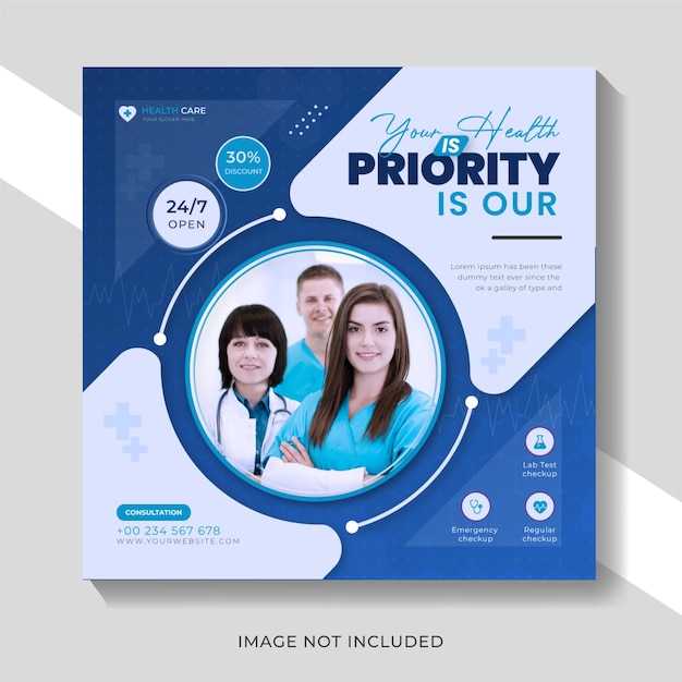 medical health social media post and Instagram post template banner