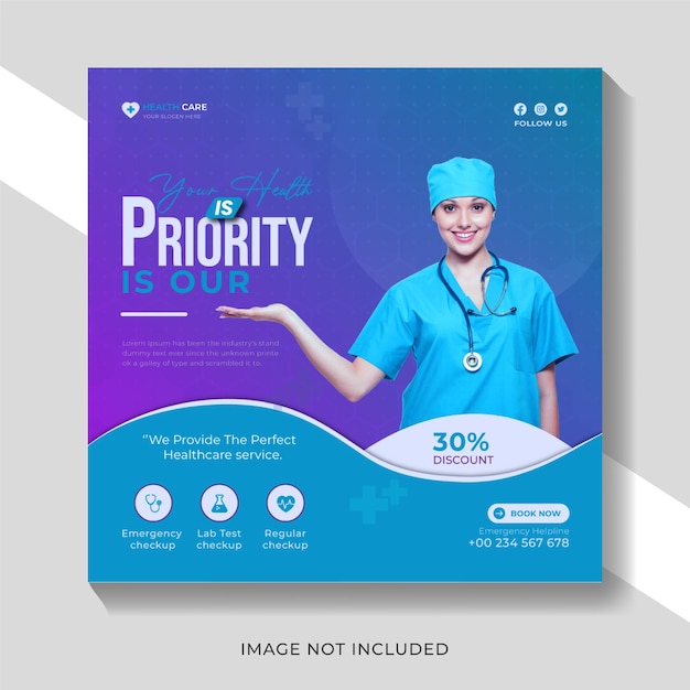 medical health social media post and Instagram post template banner