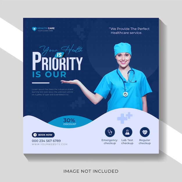 medical health social media post and Instagram post template banner