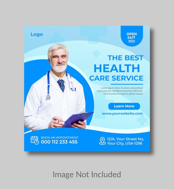 Medical health social media Post Template and instagram post for ads banner