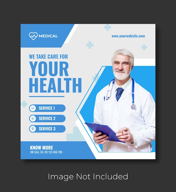 Medical health social media post template and instagram post for ads banner