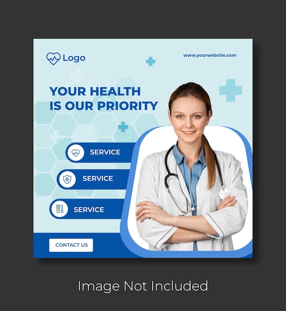 Medical health social media post template and instagram post for ads banner