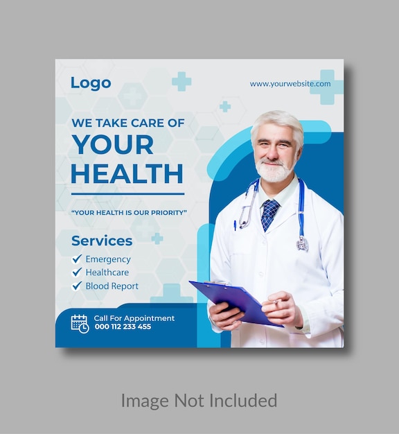 Medical health social media Post Template and instagram post for ads banner