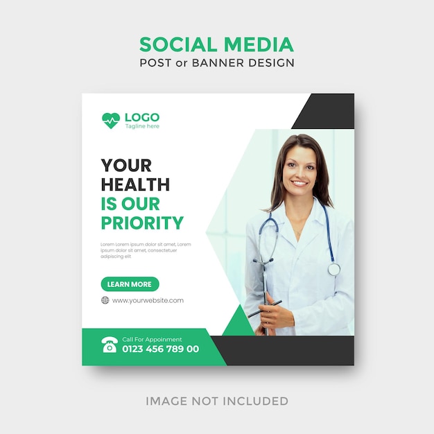 Medical health social media post template