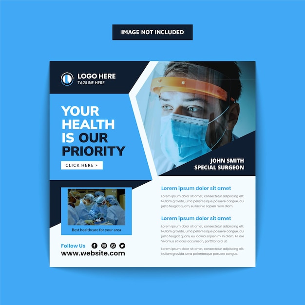 Medical health social media post web banner template