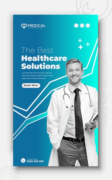 Medical health social media post with doctor theme for social media post design template