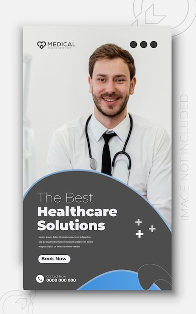 Medical health social media post with doctor theme for social media post design template