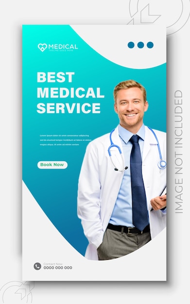 Medical health social media post with doctor theme for social media post template