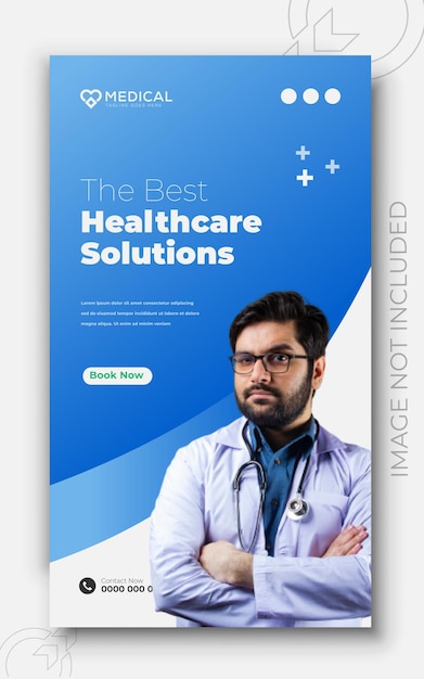 Medical health social media post with doctor theme for social media post template