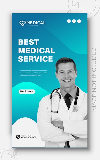 Medical health social media post with doctor theme for social media post template