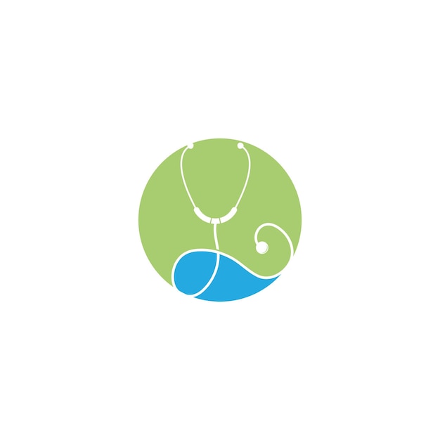 Medical health vector health logo with cross and stethoscope icon symbol