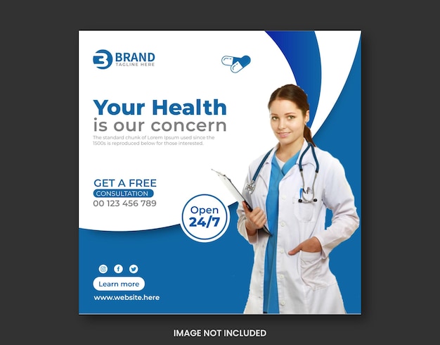 Medical healthcare banner for social media instagram post and promotion banner template