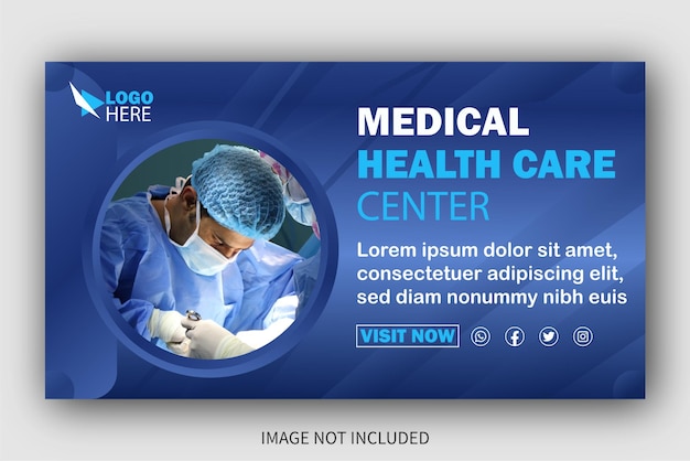 Medical healthcare center hospital you tube thumbnail design poster cover social media web banner