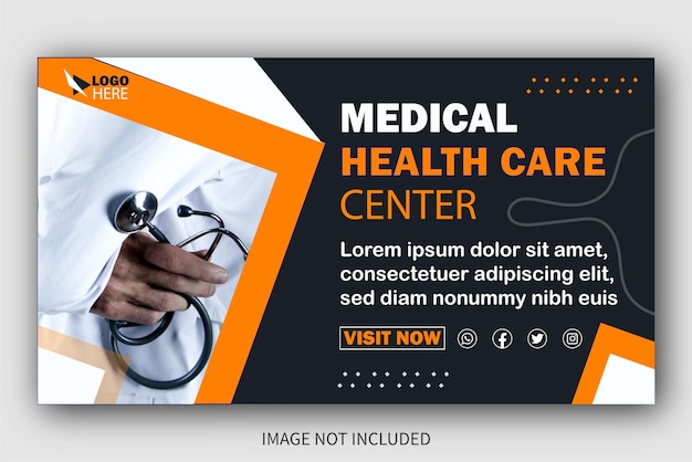 Medical healthcare center and video thumbnail banner design cover you tube social media post