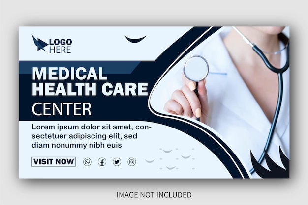 Medical healthcare center web banner and you tube thumbnail design cover poster template