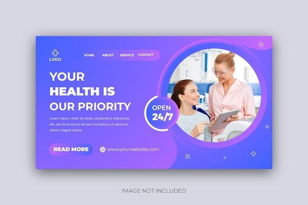 Medical healthcare consultation Landing Page Web Banner Template Design