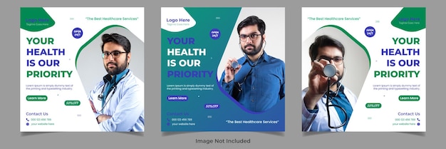 Medical Healthcare Corporate Business Square Flyer Instagram Social Media Post Template Design