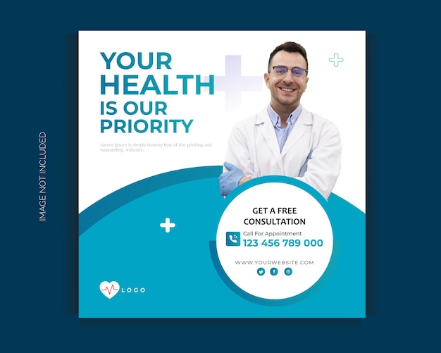 Medical healthcare and dental web banner Instagram and social media post