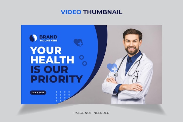 Medical healthcare, fitness training, exercise Editable YouTube Video thumbnail template,