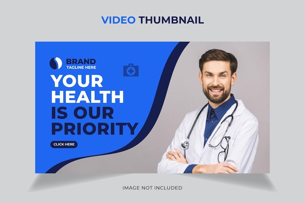 Medical healthcare, fitness training, exercise Editable YouTube Video thumbnail template,