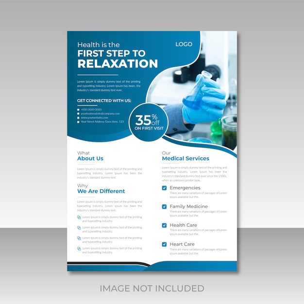 Medical healthcare flyer design template or brochure cover