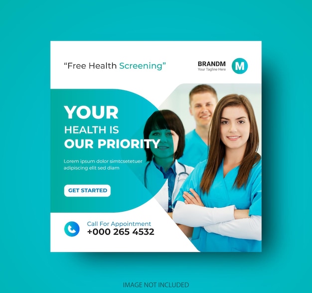 medical healthcare flyer social media post template