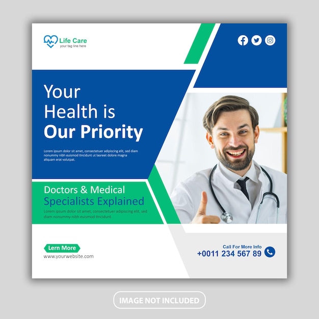 Medical healthcare flyer social media post  web banner Design