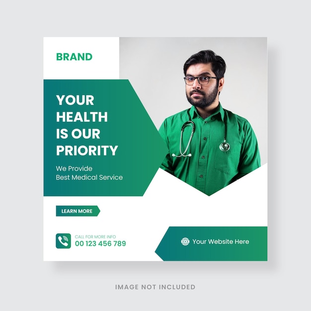 Medical healthcare flyer social media post web banner template