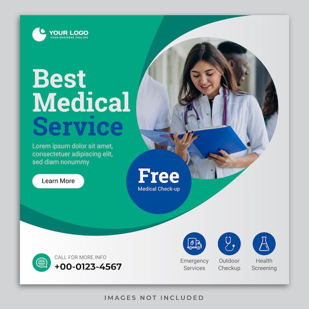 Medical healthcare flyer social media post amp web banner