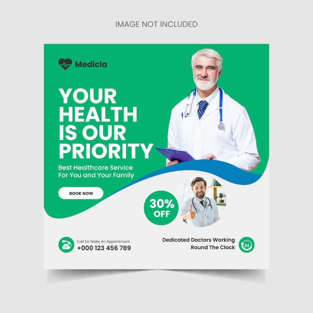 Medical healthcare flyer social media post web banner