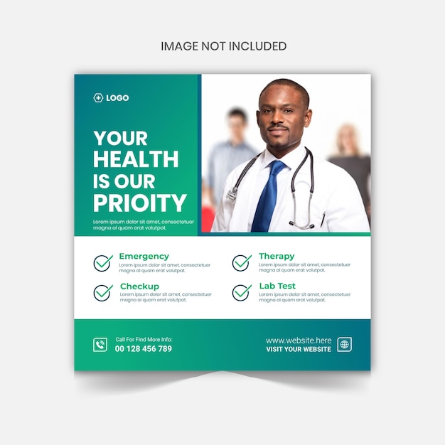 Medical healthcare flyer social media post web promotion banner and Instagram template