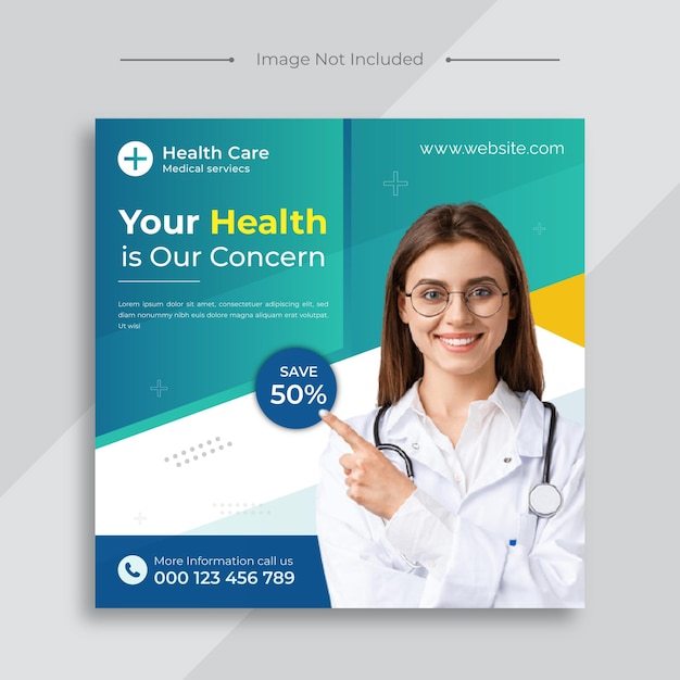 Medical healthcare flyer social media post web promotion banner template