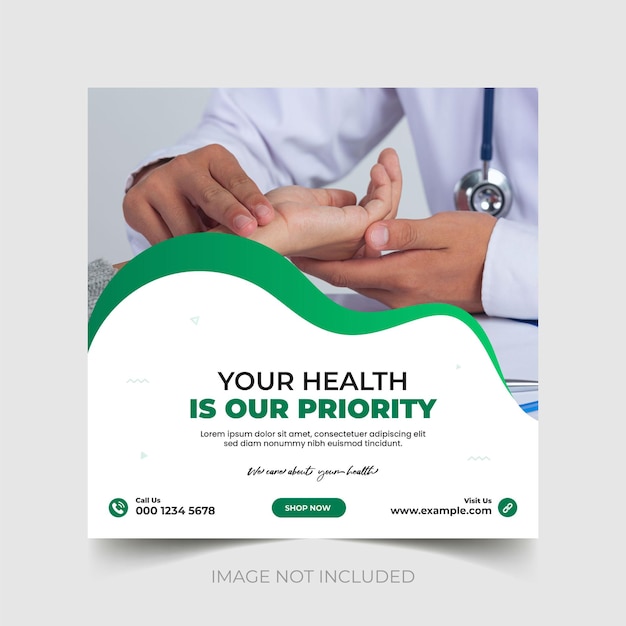 Medical healthcare flyer social media post web promotion banner template