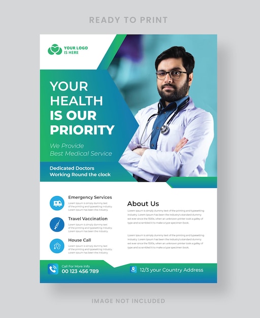 Medical healthcare flyer template design