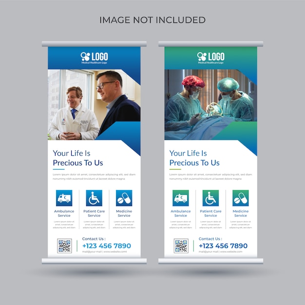 Medical, healthcare, hospital roll up banner template