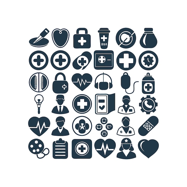 Vector medical and healthcare icons set vector illustration on white background